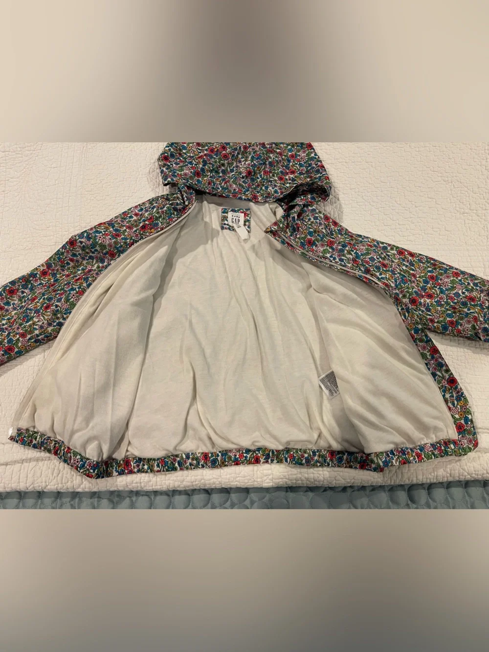 Baby GAP Ditzy Floral Hooded Windbreaker Jacket Multicolor Flowers 5T 2017 Vtg